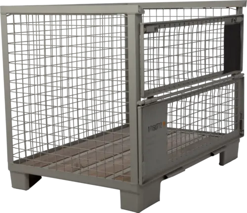Euro-Pool Gitterbox, 800 x 1200 mm von Schroth-Paletten im aufgestellten Zustand