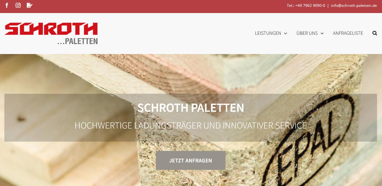 2022 - Neuer Internetauftritt Schroth Paletten